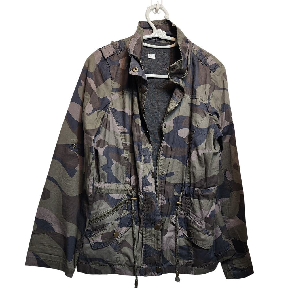 Upcycled Camo Jacket with Embroidered Portrait Patch